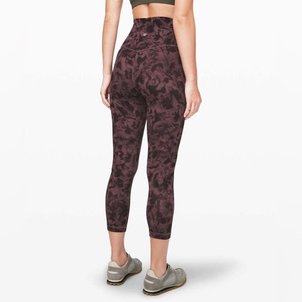 Lululemon Align Crop 21 inch Mini Dusk Floral Antique Bark Black - Picture 3 of 13